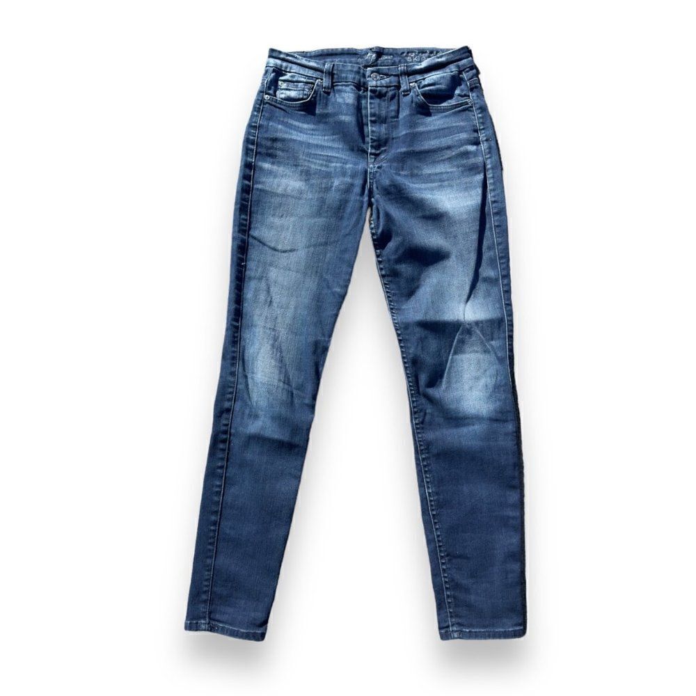 7 for all Mankind The High Waist Ankle Skinny Jeans Medium Wash‎ Women's 28